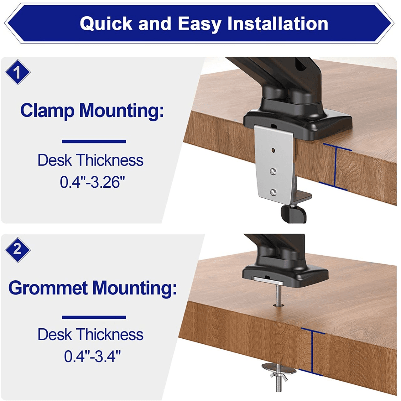 Dual Monitor Stand Gas spring upto 27" Monitor (Flange/Clamp Mount) - DualMonitorGasSpringTableStandPneumaticmount1 in Mumbai by Woodware